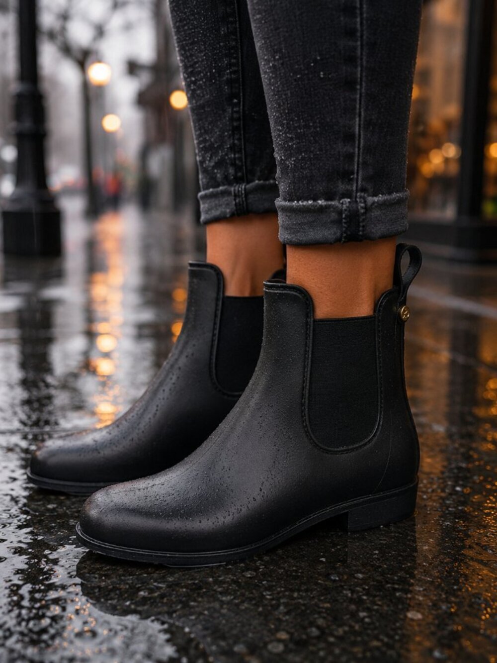 Sam Edelman Tinsley Black Chelsea Rain Boots - Size 7 (A-1644)